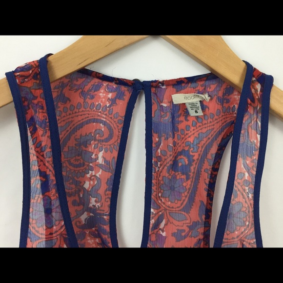 Urban Outfitters Ecote Sleeveless Top Blue & Red Size Small Peplum bottom - Picture 3 of 6